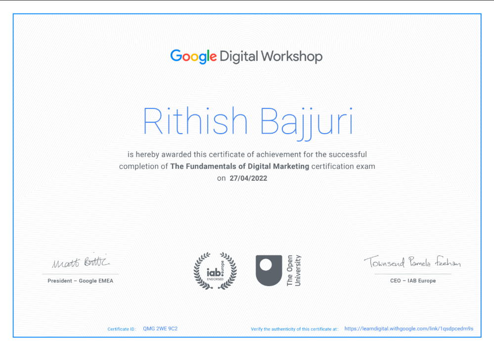 Google Digital Marketing Certificate