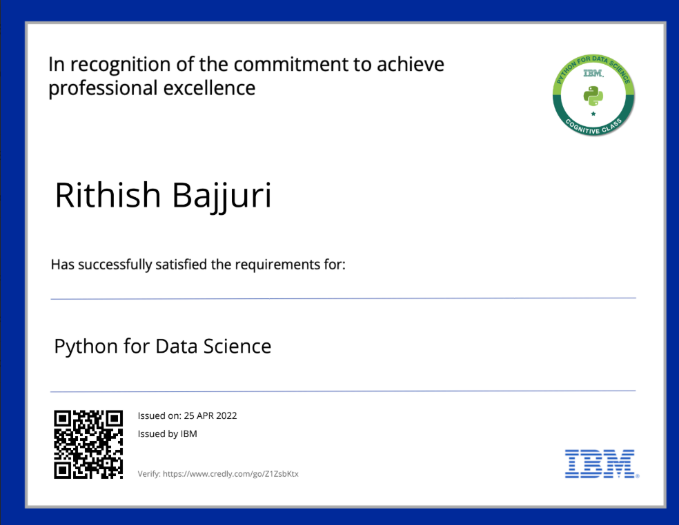 IBM Python for Data Science Certificate